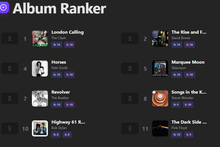 Album Ranker screenshot