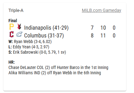 EveryBaseballScore.com screenshot