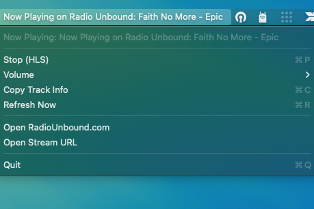 Radio Unbound Menubar screenshot
